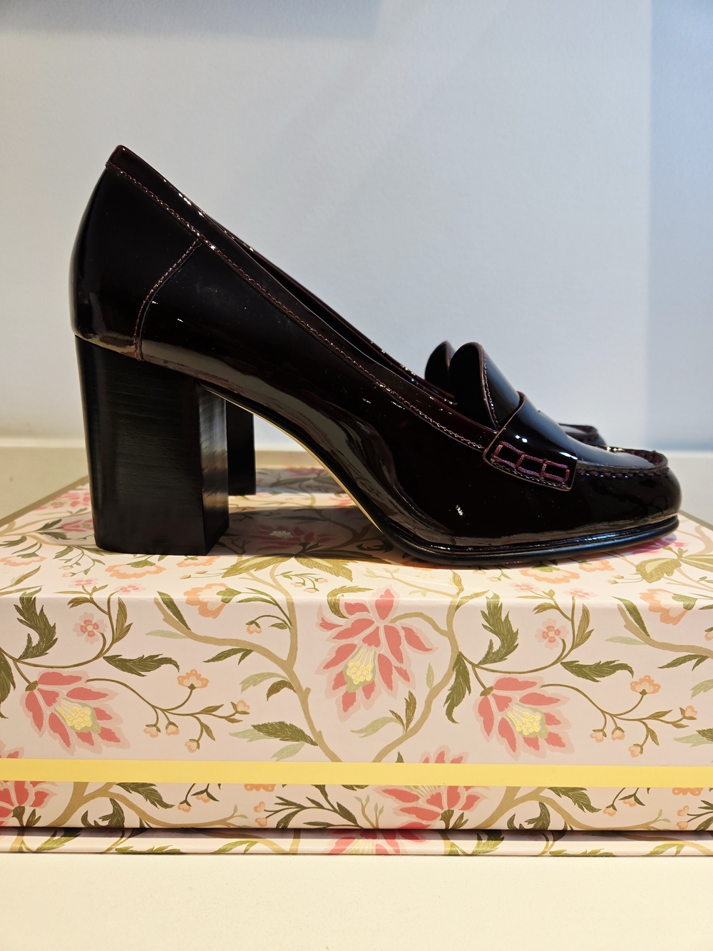 Michael Kors Patent Block-Heel Loafer - Deep Burgundy